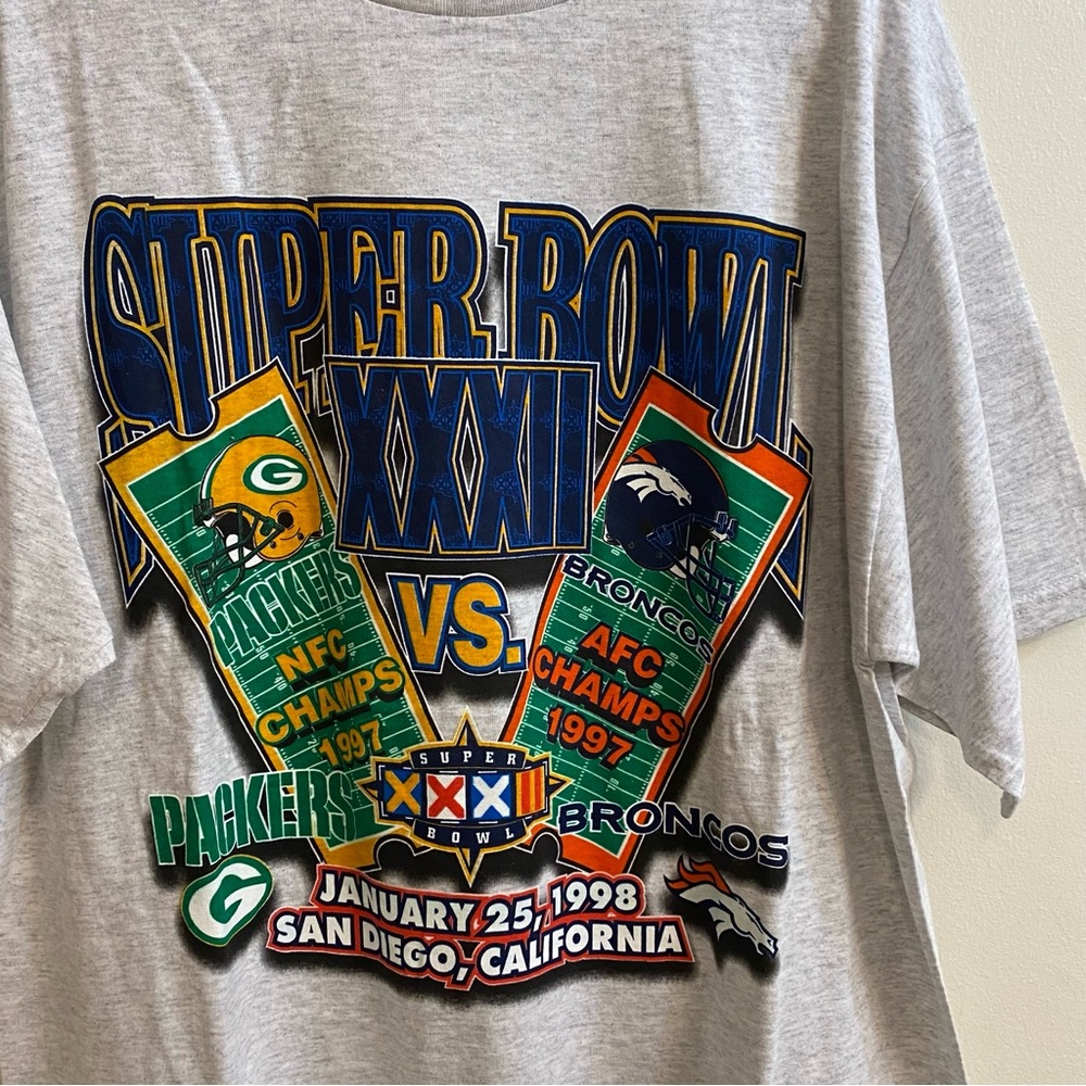 Logo 7 Vintage 1998 Superbowl XXXII Packers vs Broncos T-Shirt Men’s Sz X-Large‎ - Picture 3 of 11